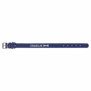 Small 15" x 3/4" Blue/Silver Laserable Leatherette Dog Collar