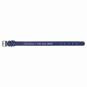 Medium 19" x 1" Blue/Silver Laserable Leatherette Dog Collar