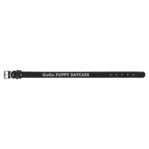 Large 23" x 1" Black/Silver Laserable Leatherette Dog Collar