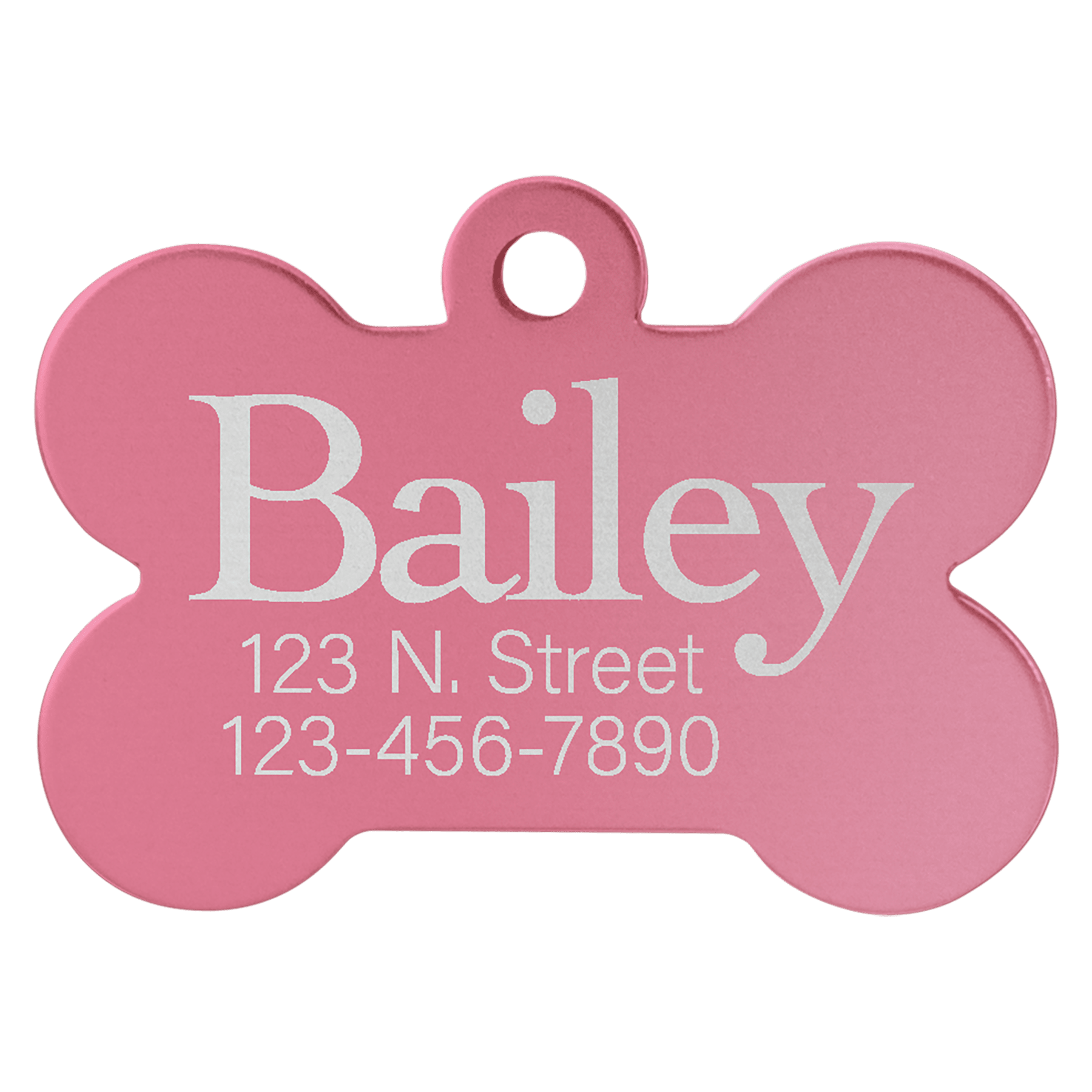 1 1/4" x 3/4" Pink Laserable Anodized Aluminum Bone Pet Tag