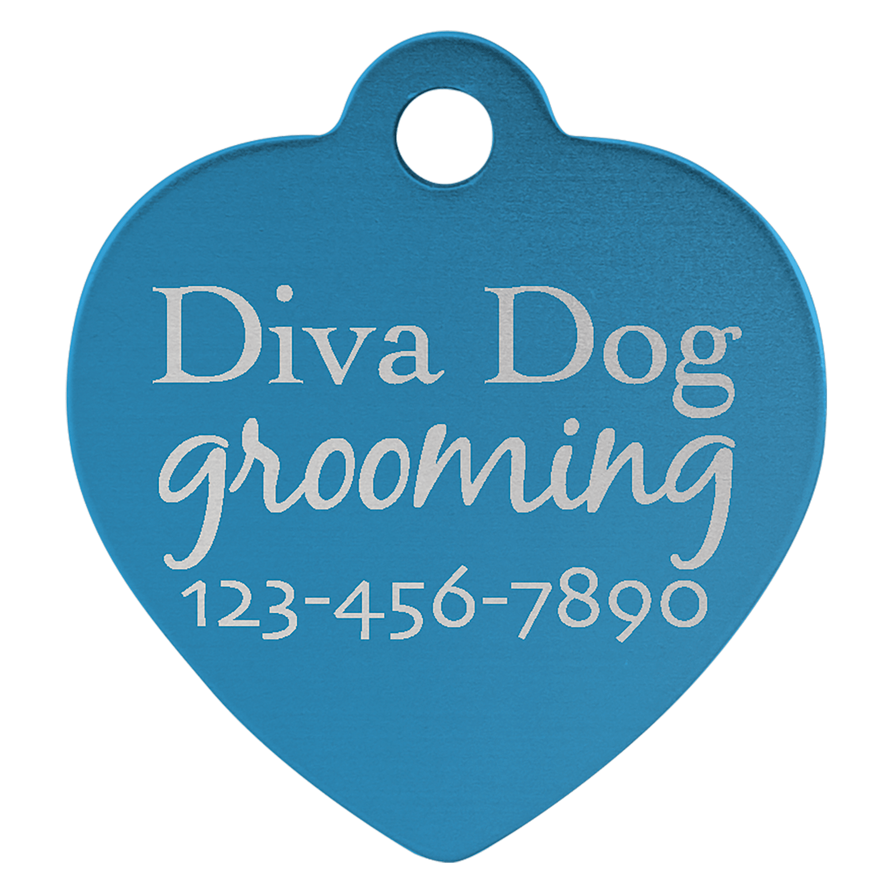 1" x 1" Blue Laserable Anodized Aluminum Heart Pet Tag