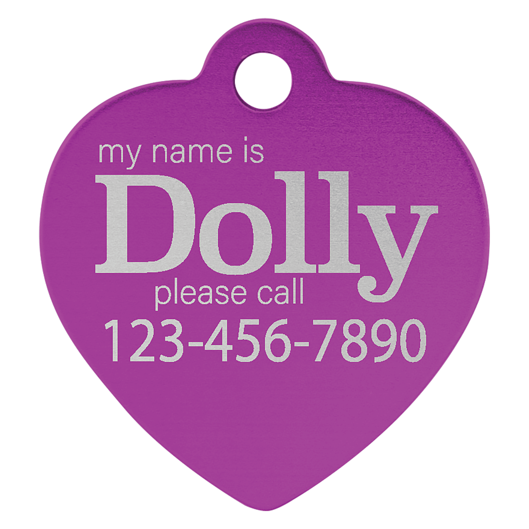1" x 1" Purple Laserable Anodized Aluminum Heart Pet Tag