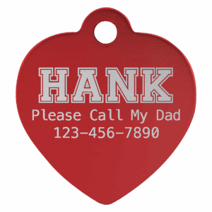 1" x 1" Red Laserable Anodized Aluminum Heart Pet Tag
