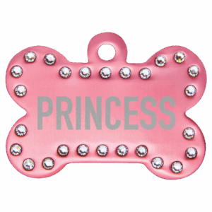 1 1/2" x 1" Pink Laserable Anodized Aluminum Swarovski Bling Bone with Tab
